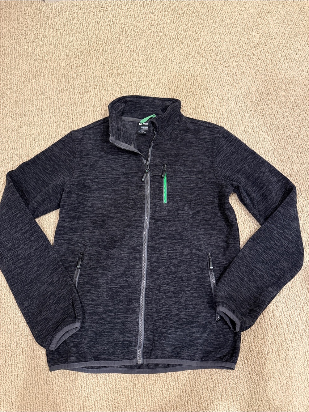 Killtec Dark Heather Zip-Up Fleece Jacket with Green Accent